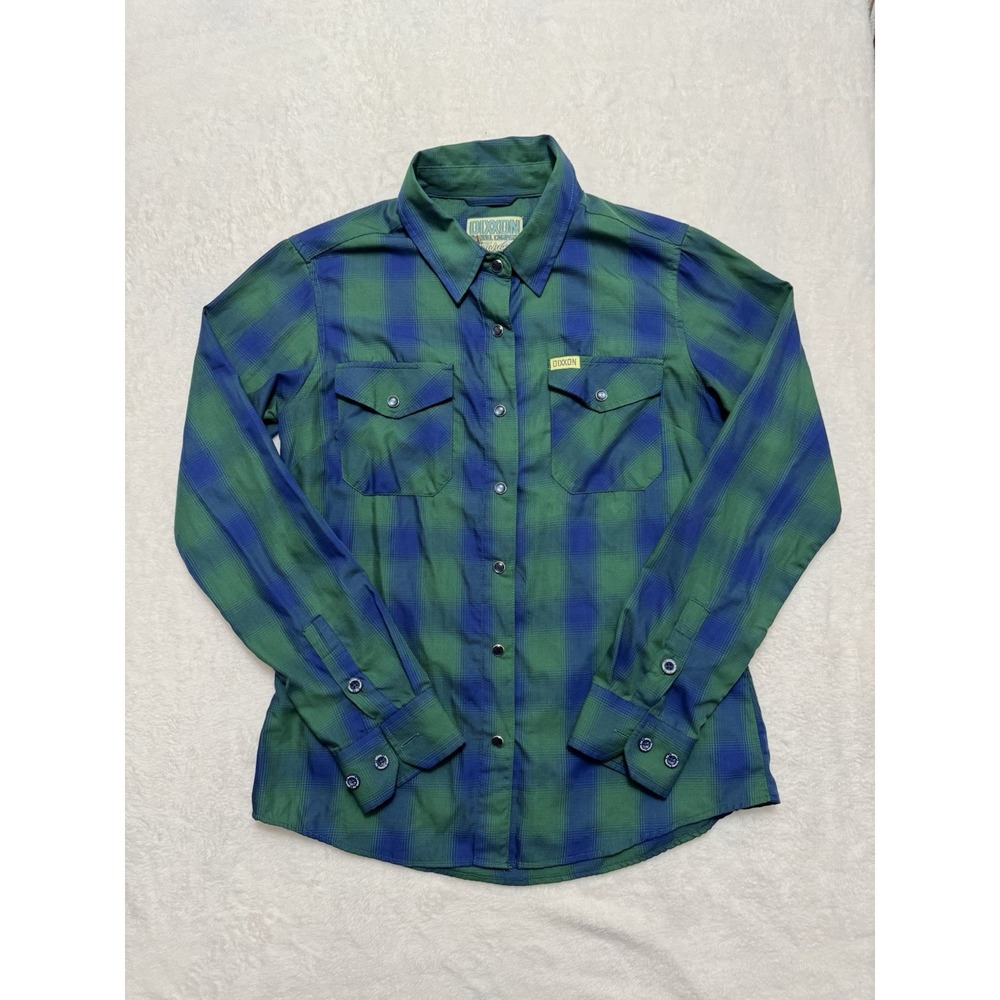 Dixxon Tahoe Womens Shirt Bamboo Blend Plaid Green Pearl Snap Size Medium